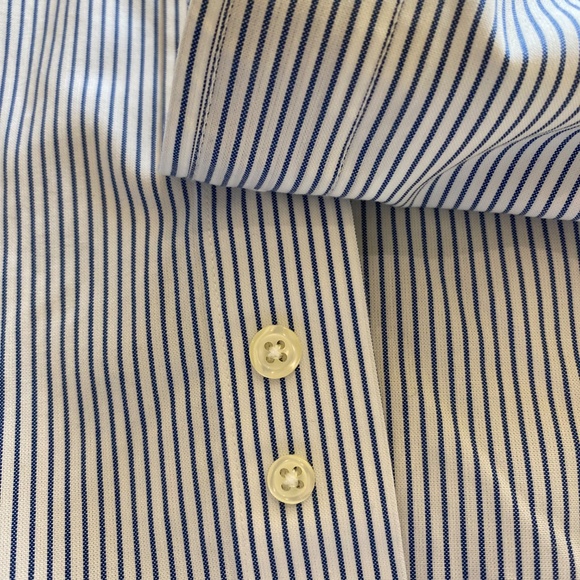 Brooks Brothers 346 Navy & White Pinstripe Shirt Size 15 1/2-2/3 - Picture 5 of 8